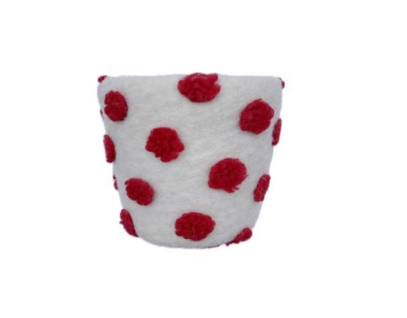 PLUSH FOREST Red & White Wooden Flowerpot